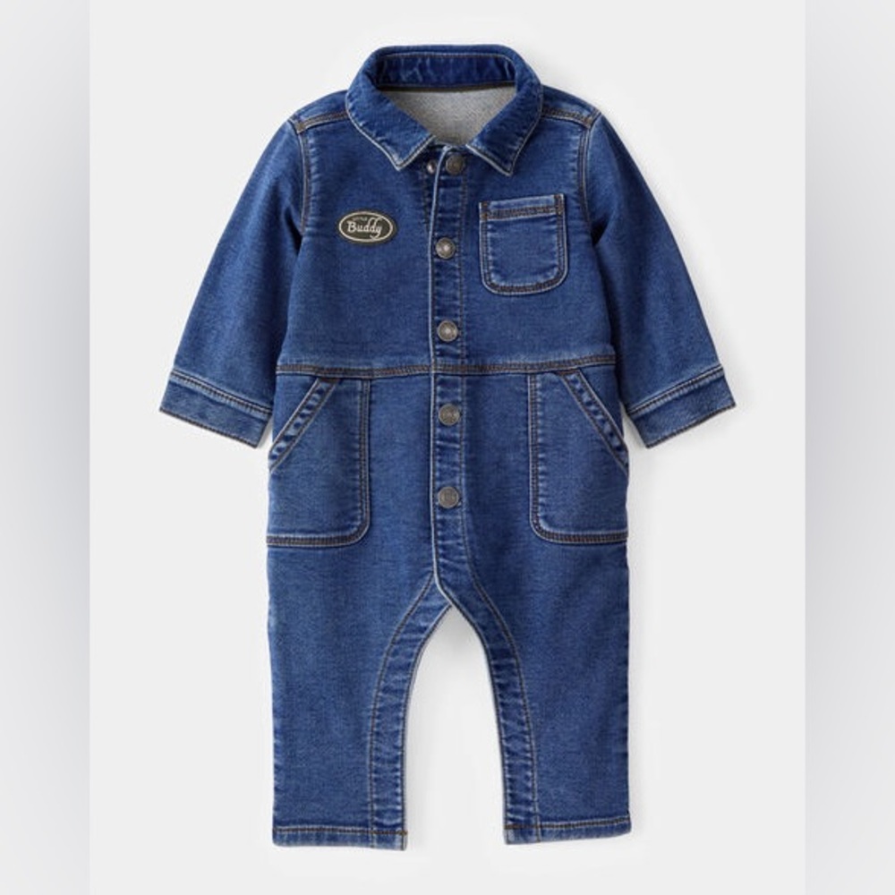 Carter’s Baby Little Buddy Snap-Up Denim Jumpsuit size 12m